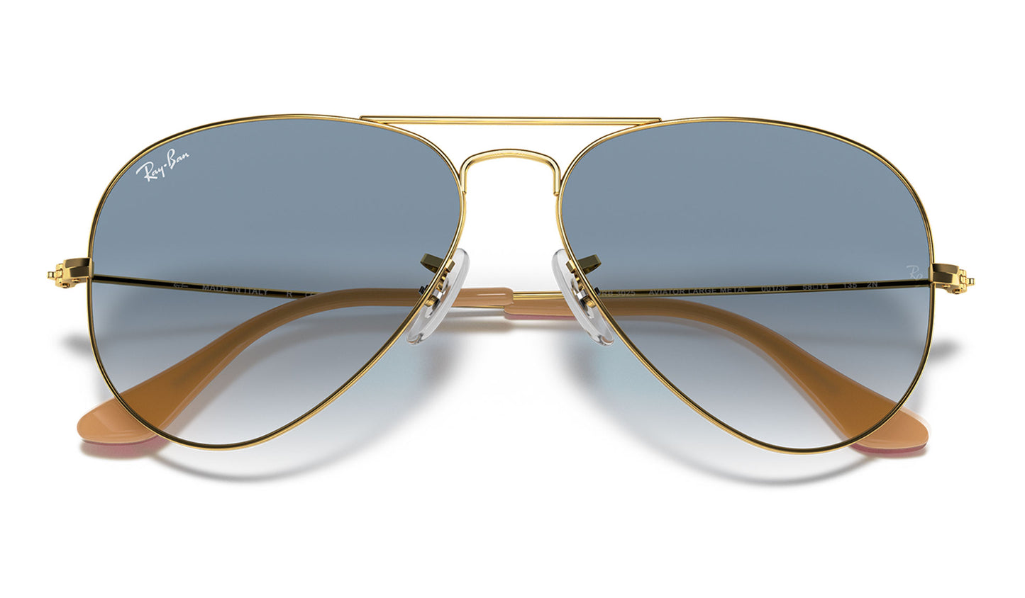Ray-Ban RB3025 Aviator Sunglasses - Gold / Light Blue Gradient