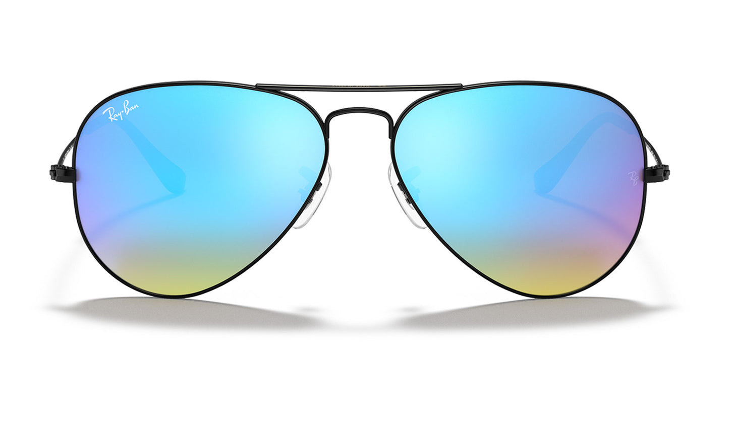 Ray-Ban RB3025 Aviator Sunglasses - Black / Blue Gradient Flash