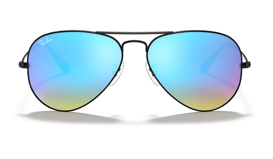 Ray-Ban RB3025 Aviator Sunglasses - Black / Blue Gradient Flash