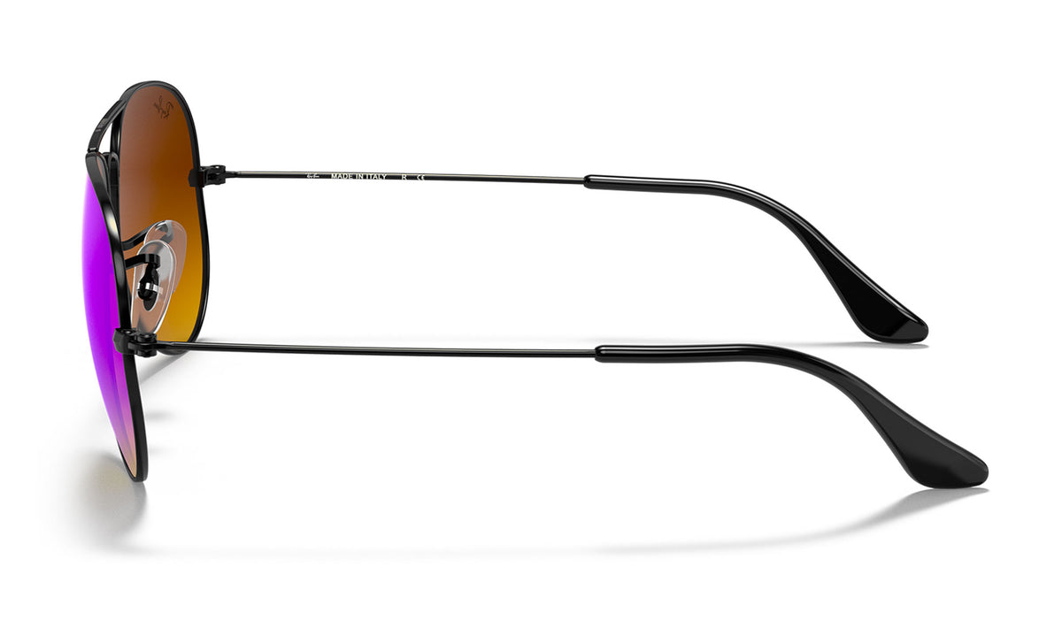 Ray-Ban RB3025 Aviator Sunglasses - Black / Blue Gradient Flash