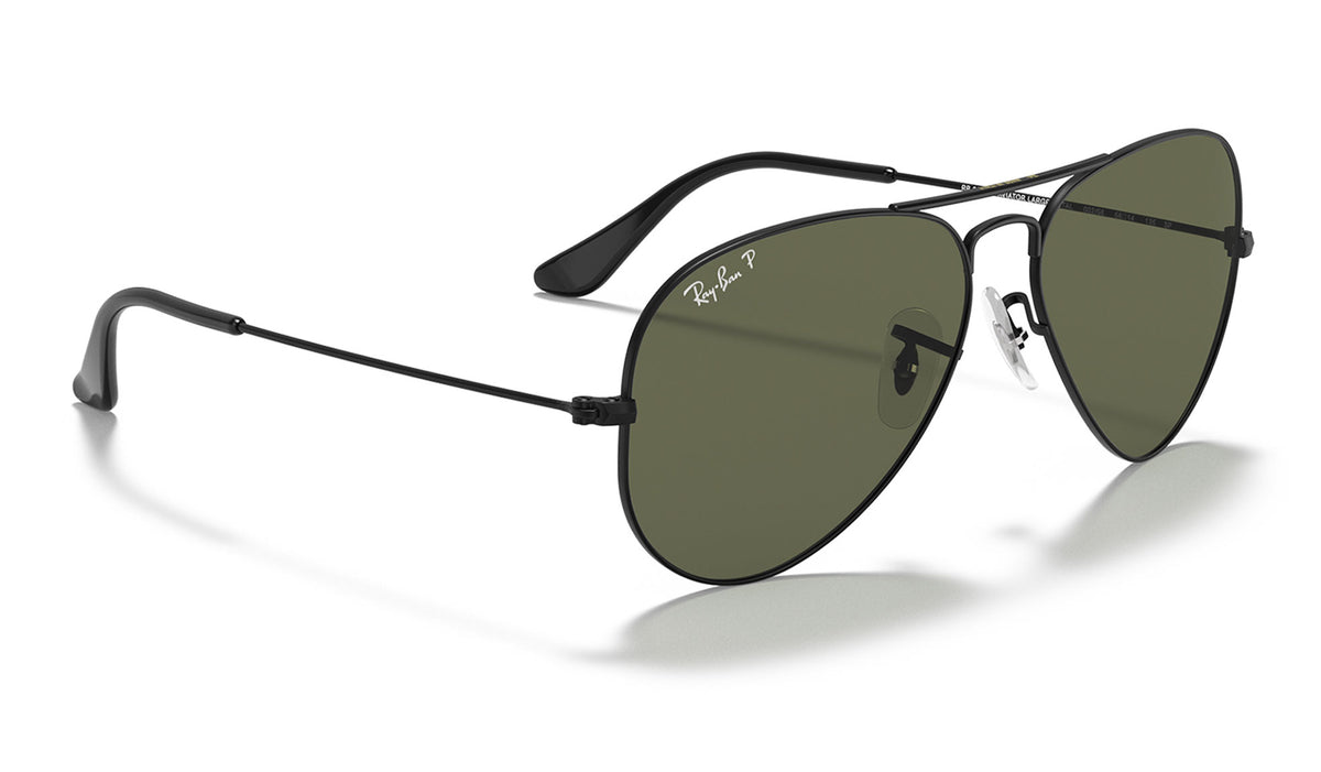 Ray-Ban RB3025 Aviator Sunglasses - Black / Green Polarised