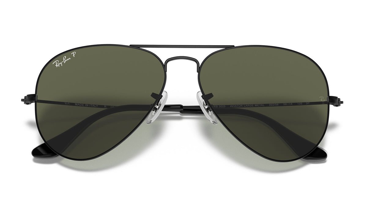 Ray-Ban RB3025 Aviator Sunglasses - Black / Green Polarised