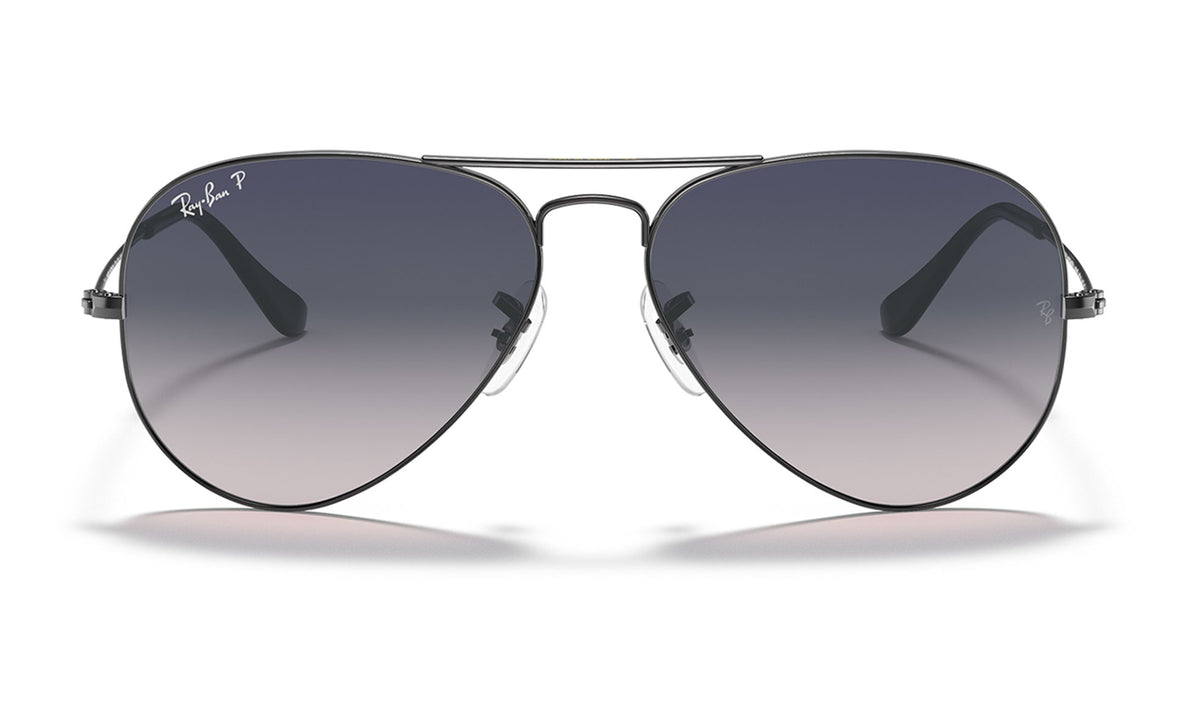 Ray-Ban RB3025 Aviator Sunglasses - Gunmetal / Blue Grey Gradient Polarised