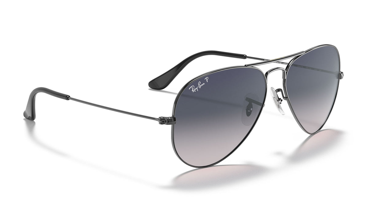 Ray-Ban RB3025 Aviator Sunglasses - Gunmetal / Blue Grey Gradient Polarised