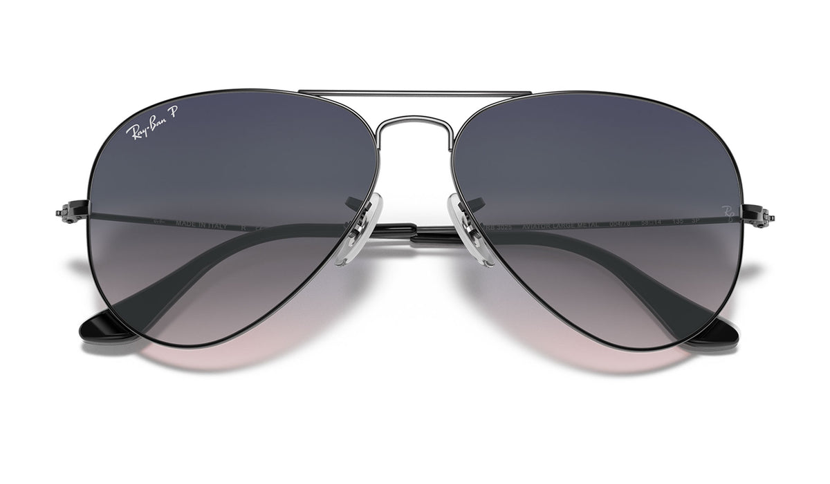 Ray-Ban RB3025 Aviator Sunglasses - Gunmetal / Blue Grey Gradient Polarised