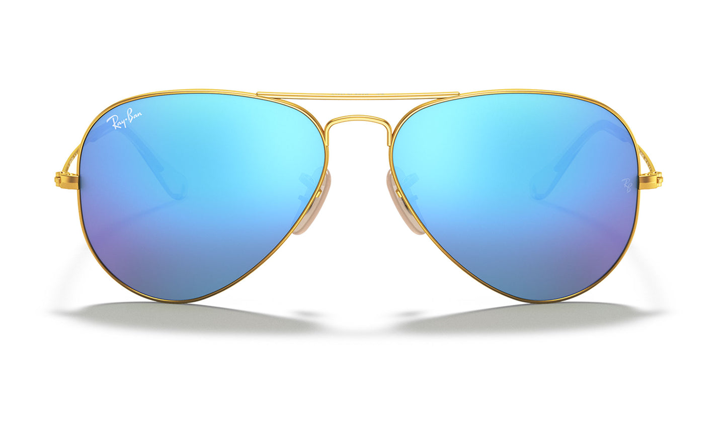 Ray-Ban RB3025 Aviator Sunglasses - Matte Gold / Blue Flash