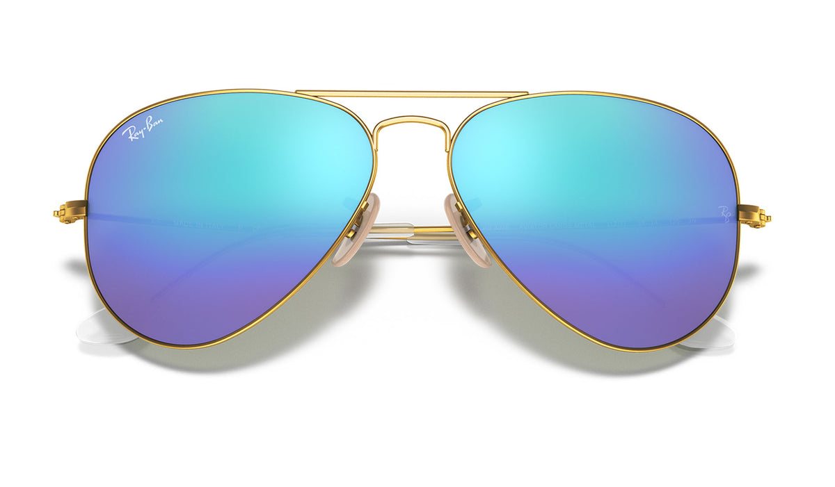 Ray-Ban RB3025 Aviator Sunglasses - Matte Gold / Blue Flash