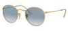 Ray-Ban RB3447N Round Metal Flat Lenses Sunglasses - Gold / Light Blue Gradient