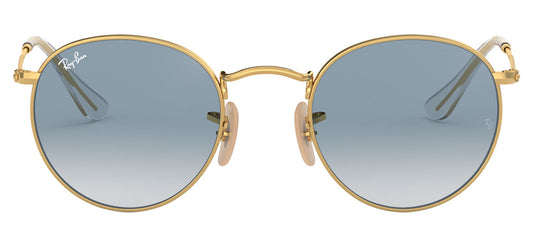 Ray-Ban RB3447N Round Metal Flat Lenses Sunglasses - Gold / Light Blue Gradient