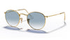 Ray-Ban RB3447N Round Metal Flat Lenses Sunglasses - Gold / Light Blue Gradient