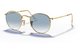 Ray-Ban RB3447N Round Metal Flat Lenses Sunglasses - Gold / Light Blue Gradient