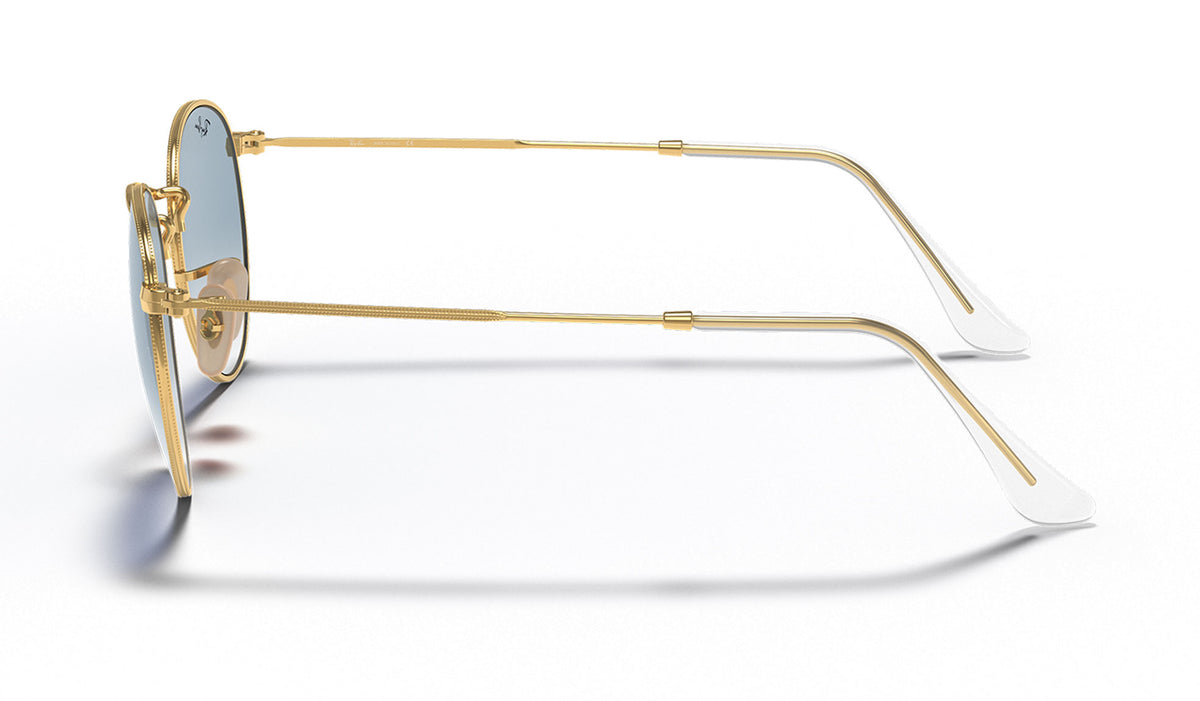 Ray-Ban RB3447N Round Metal Flat Lenses Sunglasses - Gold / Light Blue Gradient