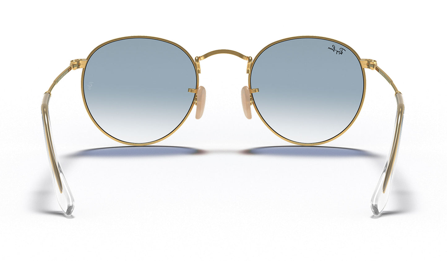 Ray-Ban RB3447N Round Metal Flat Lenses Sunglasses - Gold / Light Blue Gradient