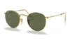 Ray-Ban RB3447N Round Metal Flat Lenses Sunglasses - Gold / Green