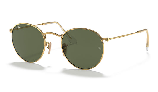 Ray-Ban RB3447N Round Metal Flat Lenses Sunglasses - Gold / Green