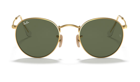 Ray-Ban RB3447N Round Metal Flat Lenses Sunglasses - Gold / Green