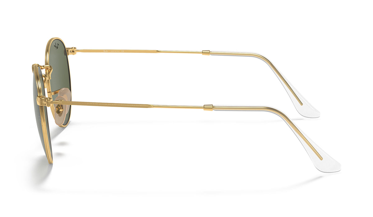 Ray-Ban RB3447N Round Metal Flat Lenses Sunglasses - Gold / Green
