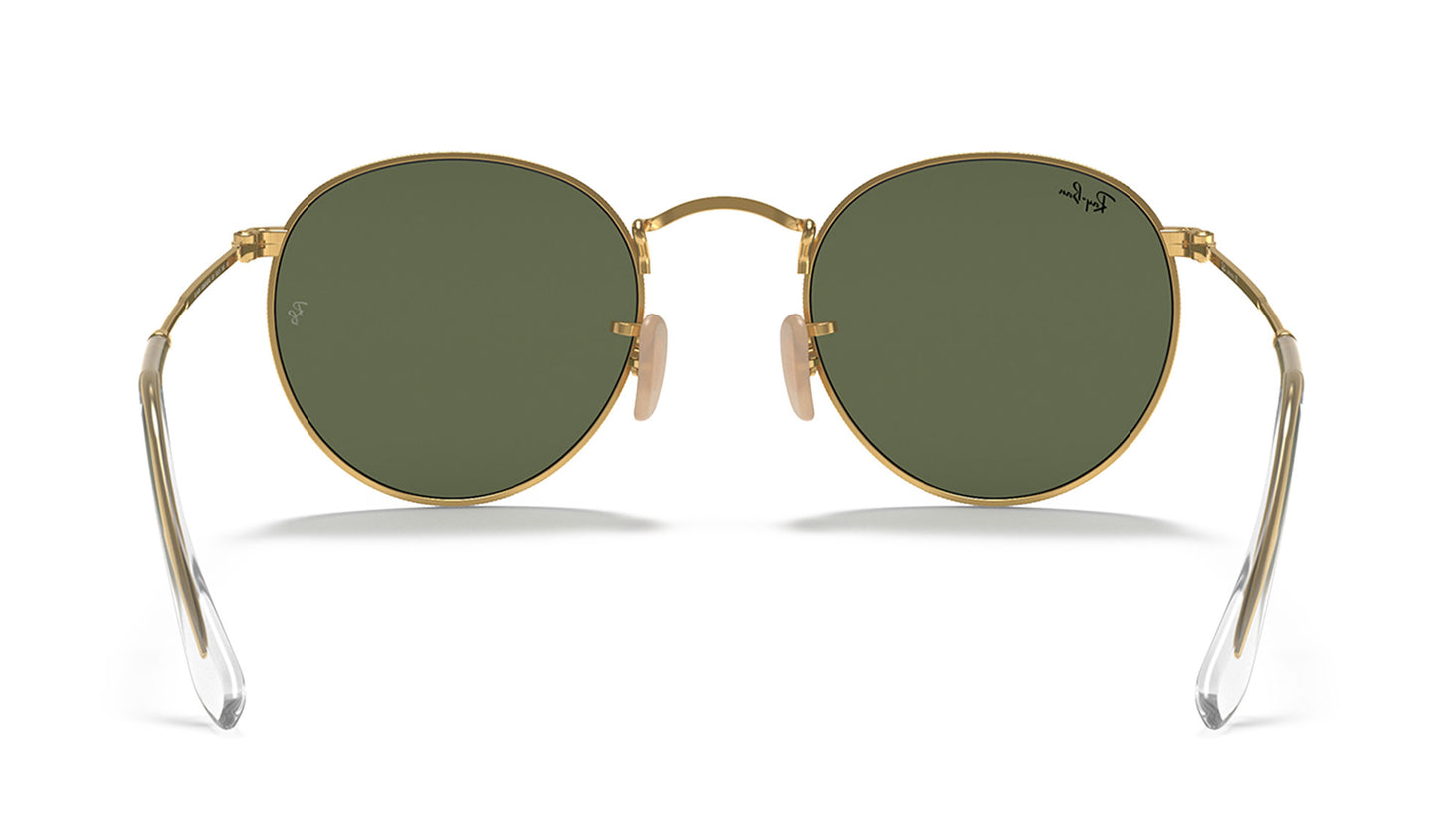 Ray-Ban RB3447N Round Metal Flat Lenses Sunglasses - Gold / Green