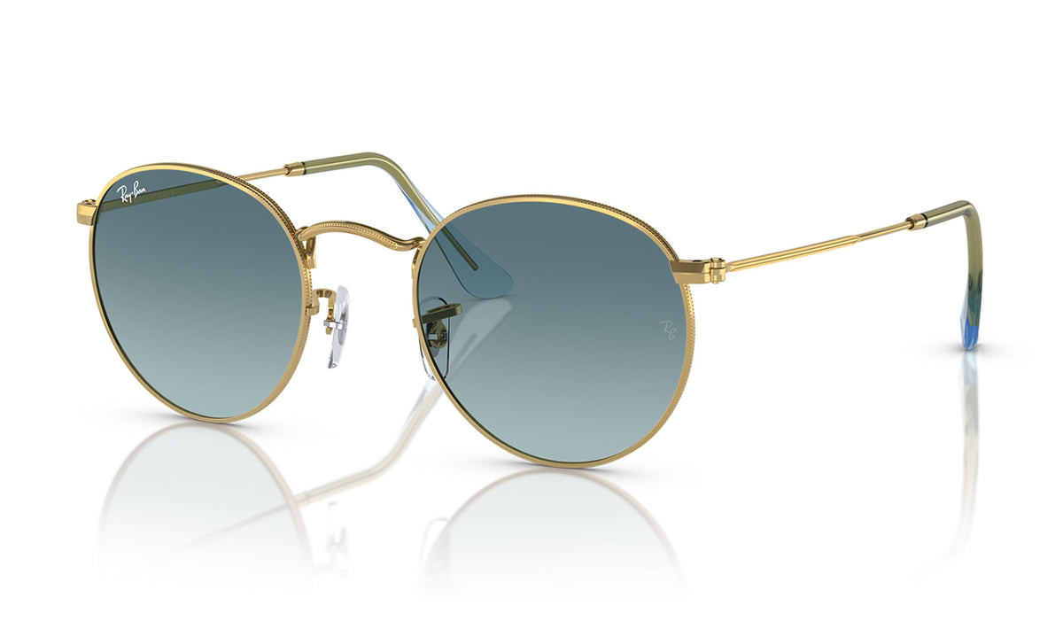 Ray-Ban RB3447 Round Metal Sunglasses - Gold / Blue Gradient Grey