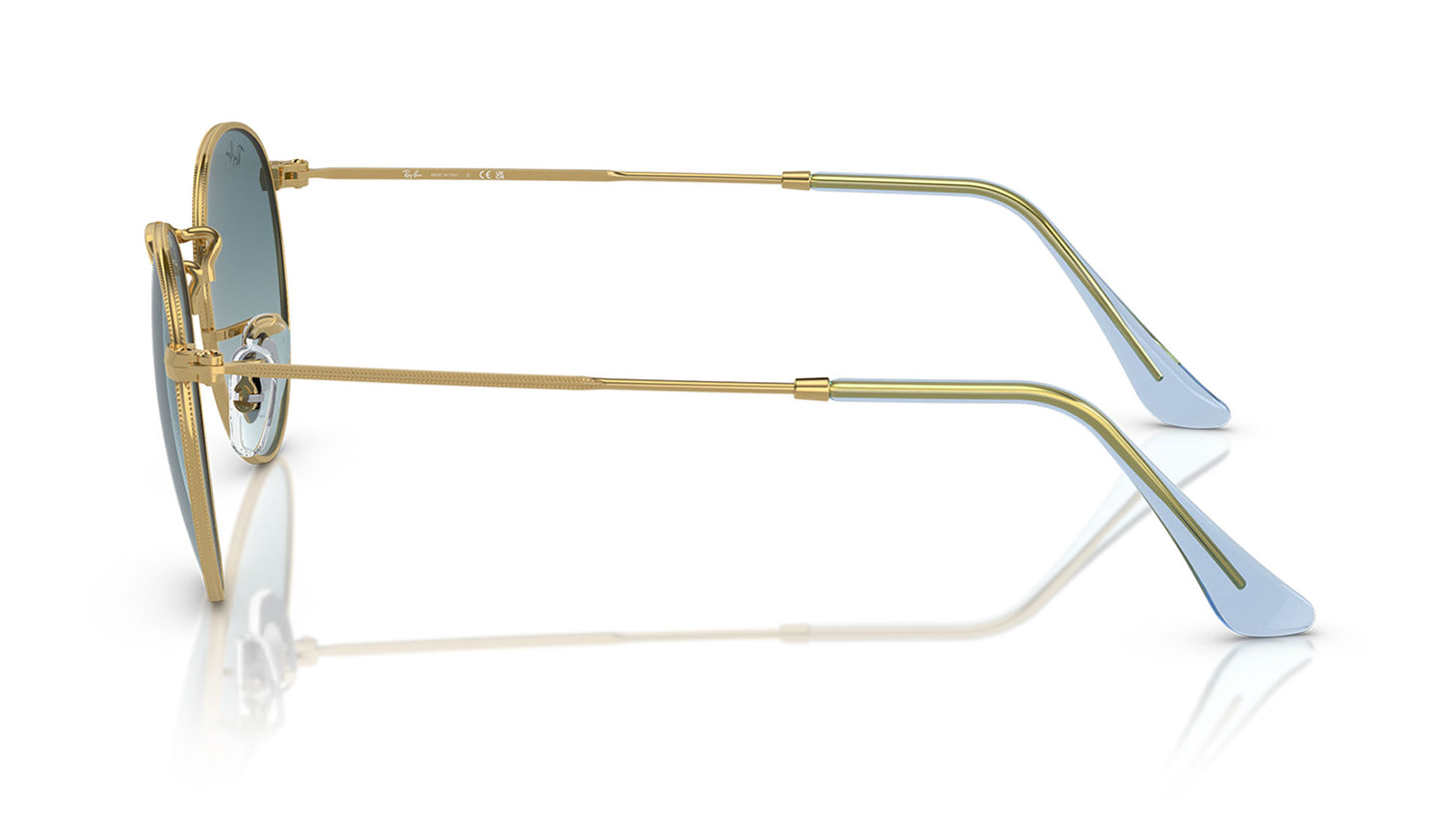 Ray-Ban RB3447 Round Metal Sunglasses - Gold / Blue Gradient Grey