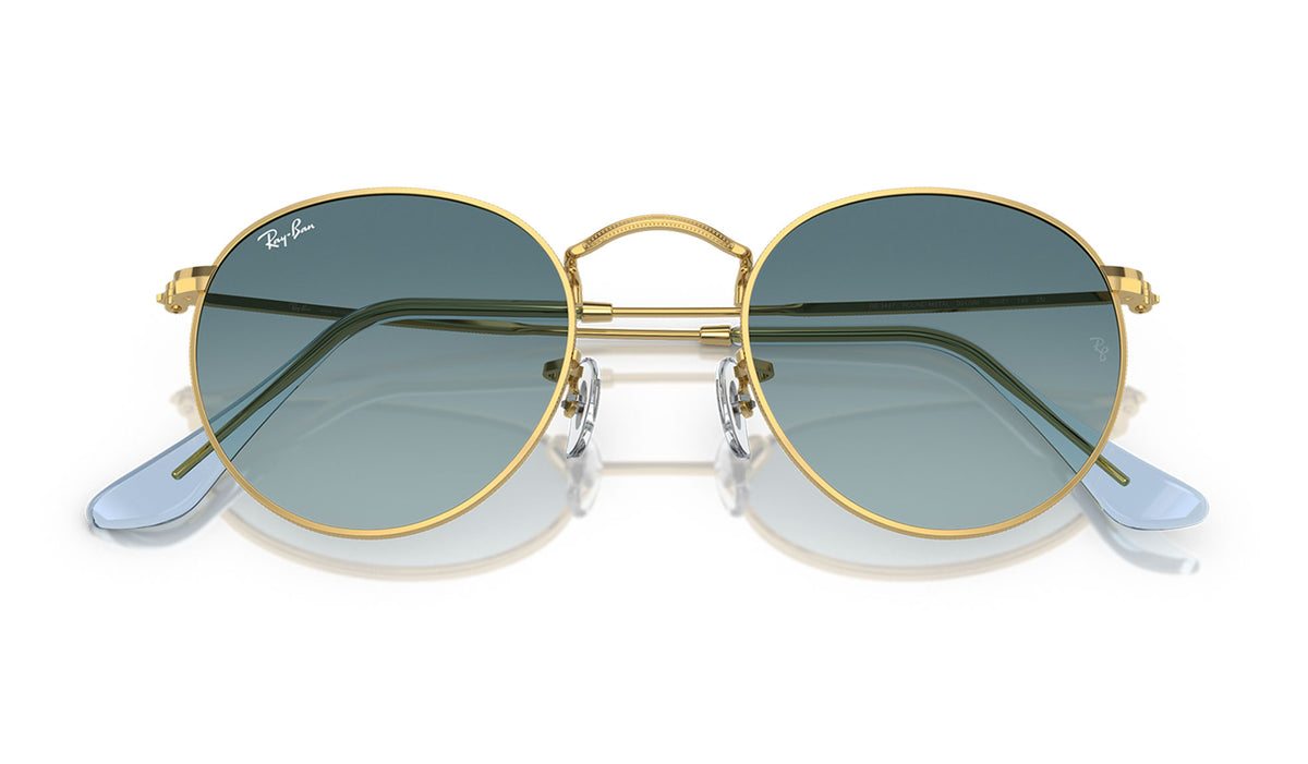 Ray-Ban RB3447 Round Metal Sunglasses - Gold / Blue Gradient Grey