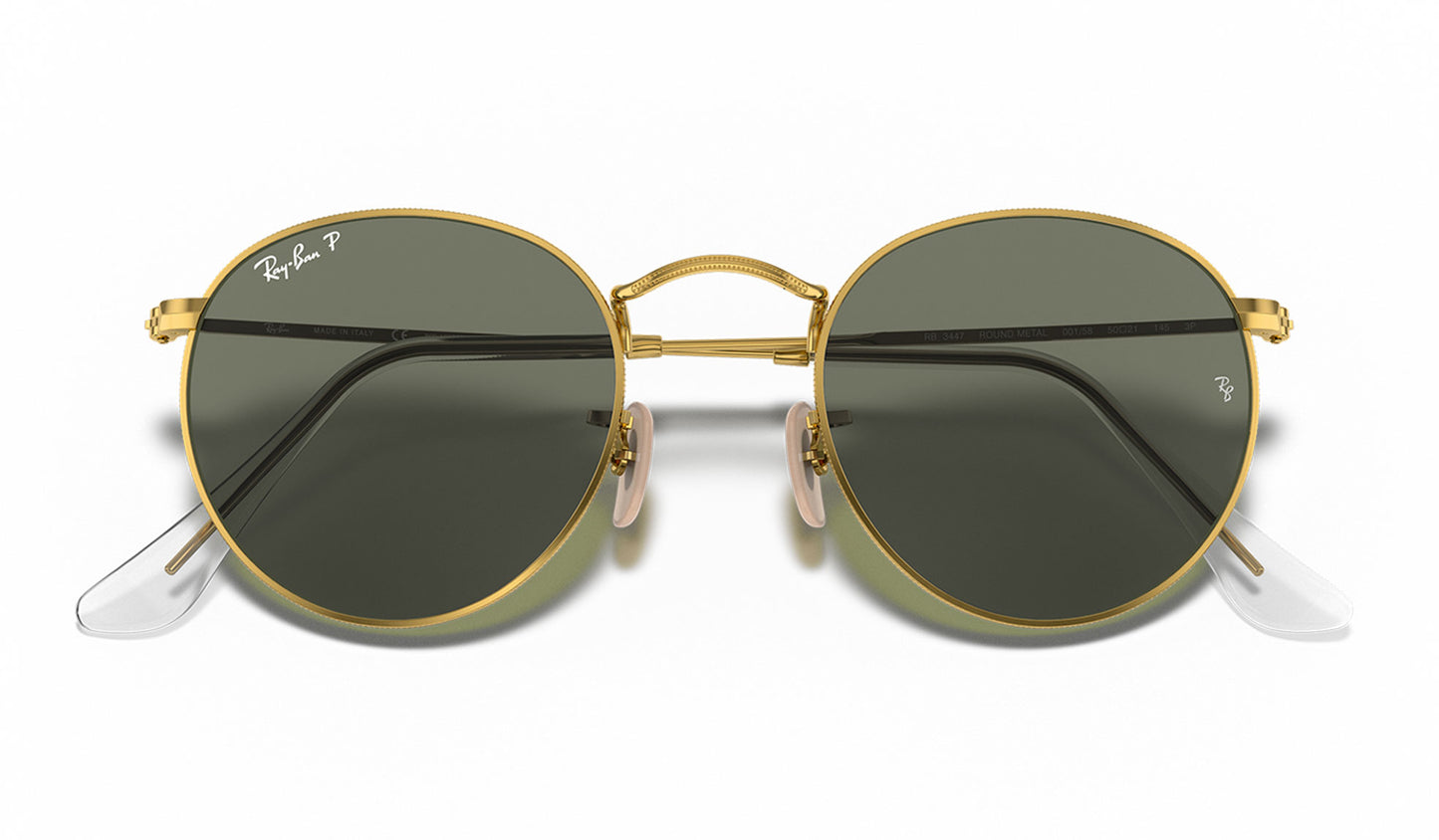 Ray-Ban RB3447 Round Metal Sunglasses - Arista Gold / Green Polarised