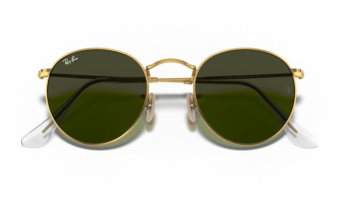 Ray-Ban RB3447 Round Metal Sunglasses - Gold / Green