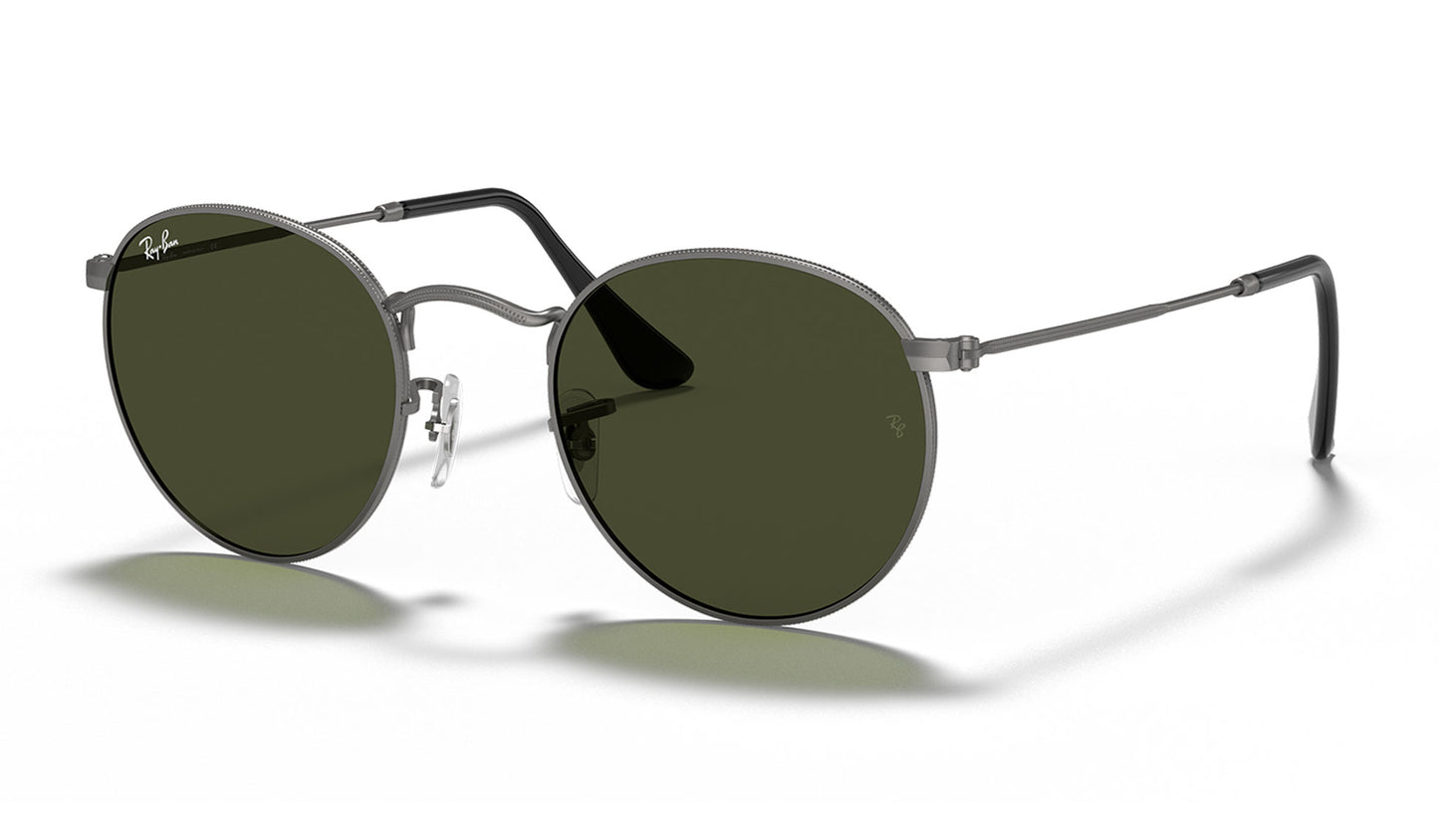 Ray-Ban RB3447 Round Metal Sunglasses - Matte Gunmetal / Green