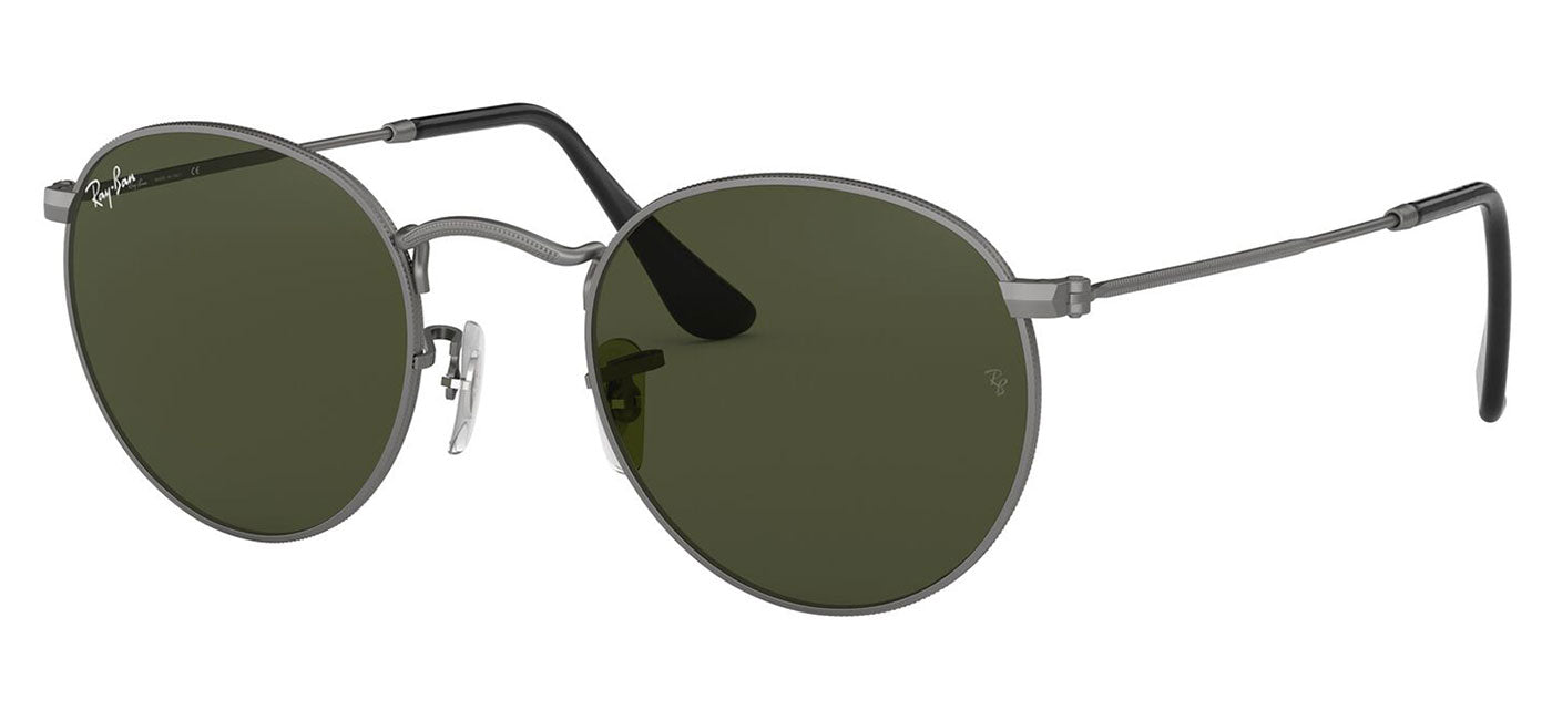 Ray-Ban RB3447 Round Metal Sunglasses - Matte Gunmetal / Green