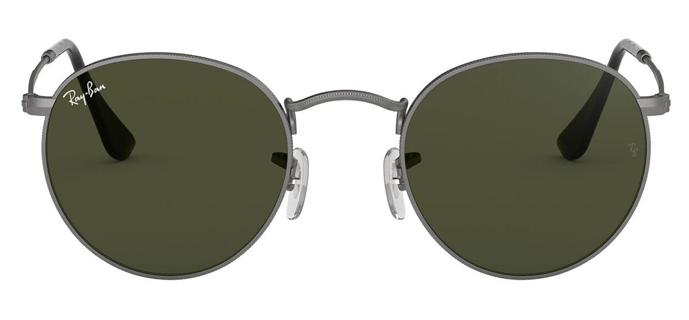 Ray-Ban RB3447 Round Metal Sunglasses - Matte Gunmetal / Green