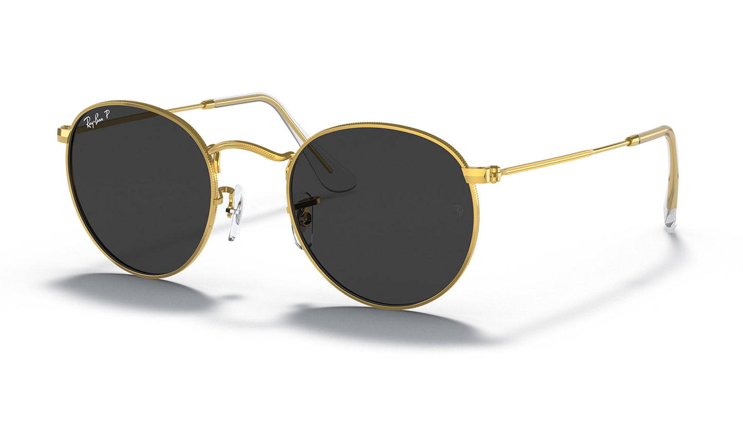 Ray-Ban RB3447 Round Metal Sunglasses - Gold / Black Polarised