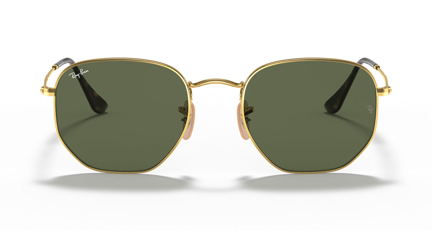 Ray-Ban RB3548N Hexagonal Flat Lens Sunglasses - Gold / Green