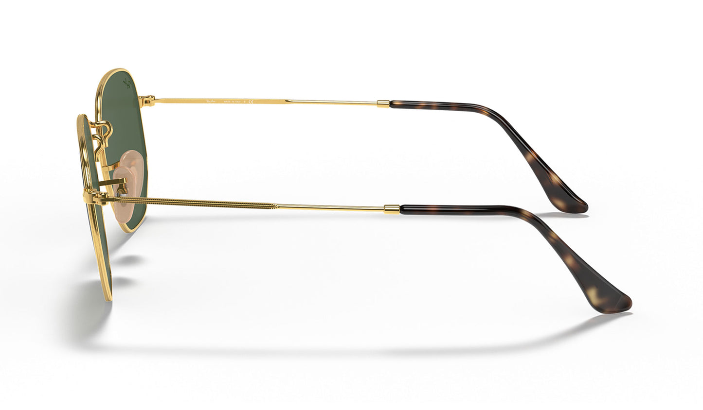 Ray-Ban RB3548N Hexagonal Flat Lens Sunglasses - Gold / Green