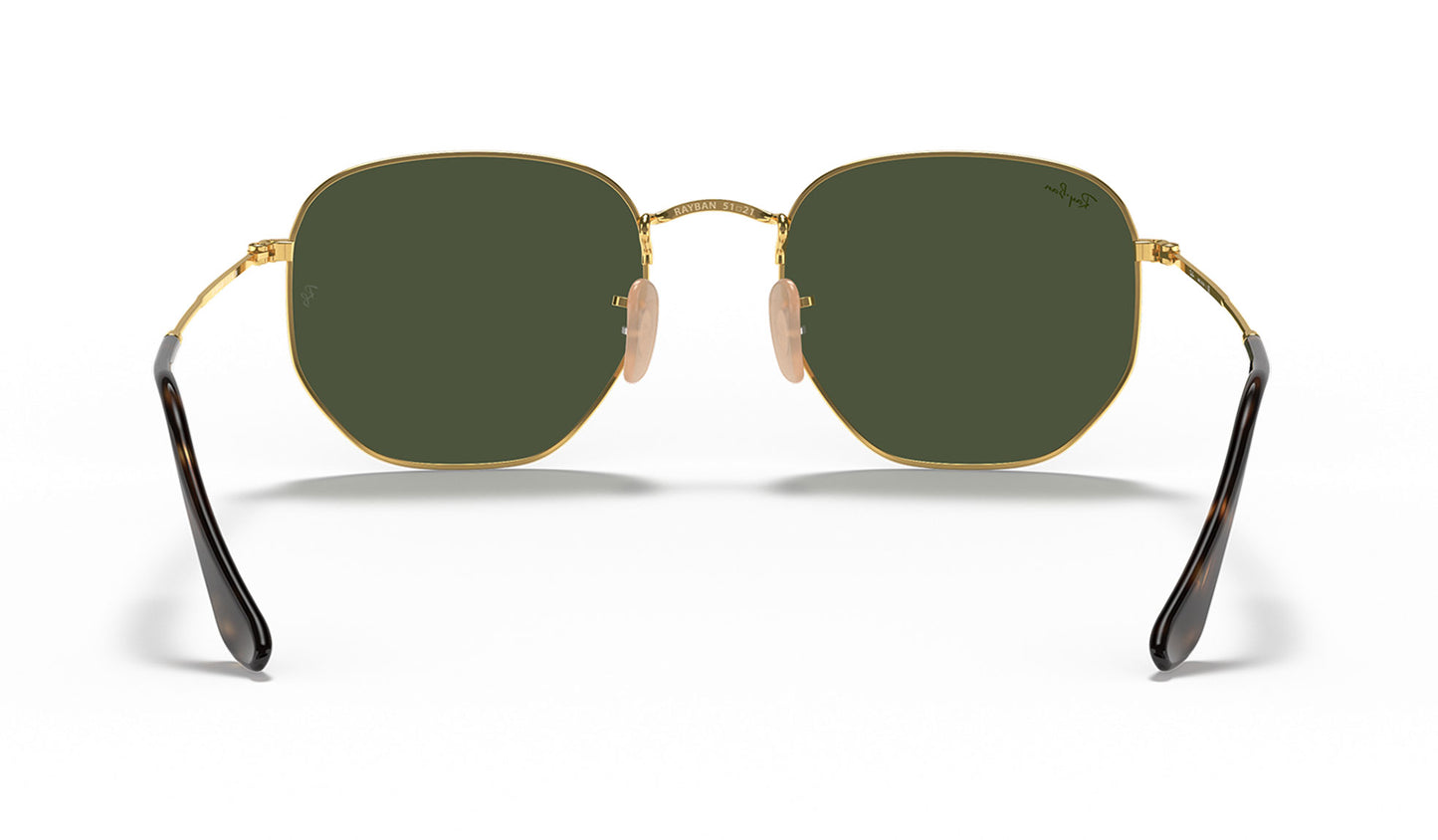 Ray-Ban RB3548N Hexagonal Flat Lens Sunglasses - Gold / Green