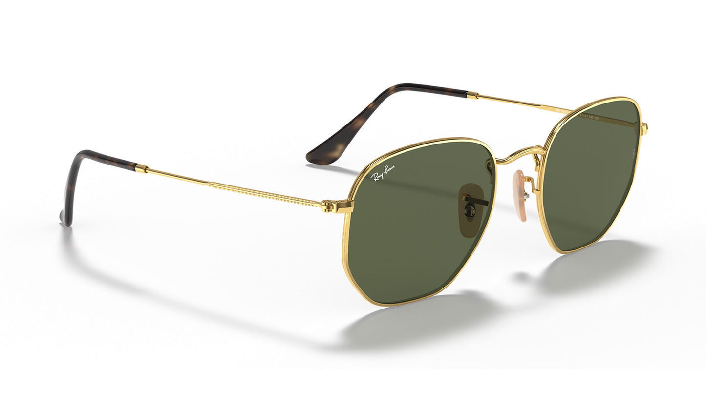 Ray-Ban RB3548N Hexagonal Flat Lens Sunglasses - Gold / Green