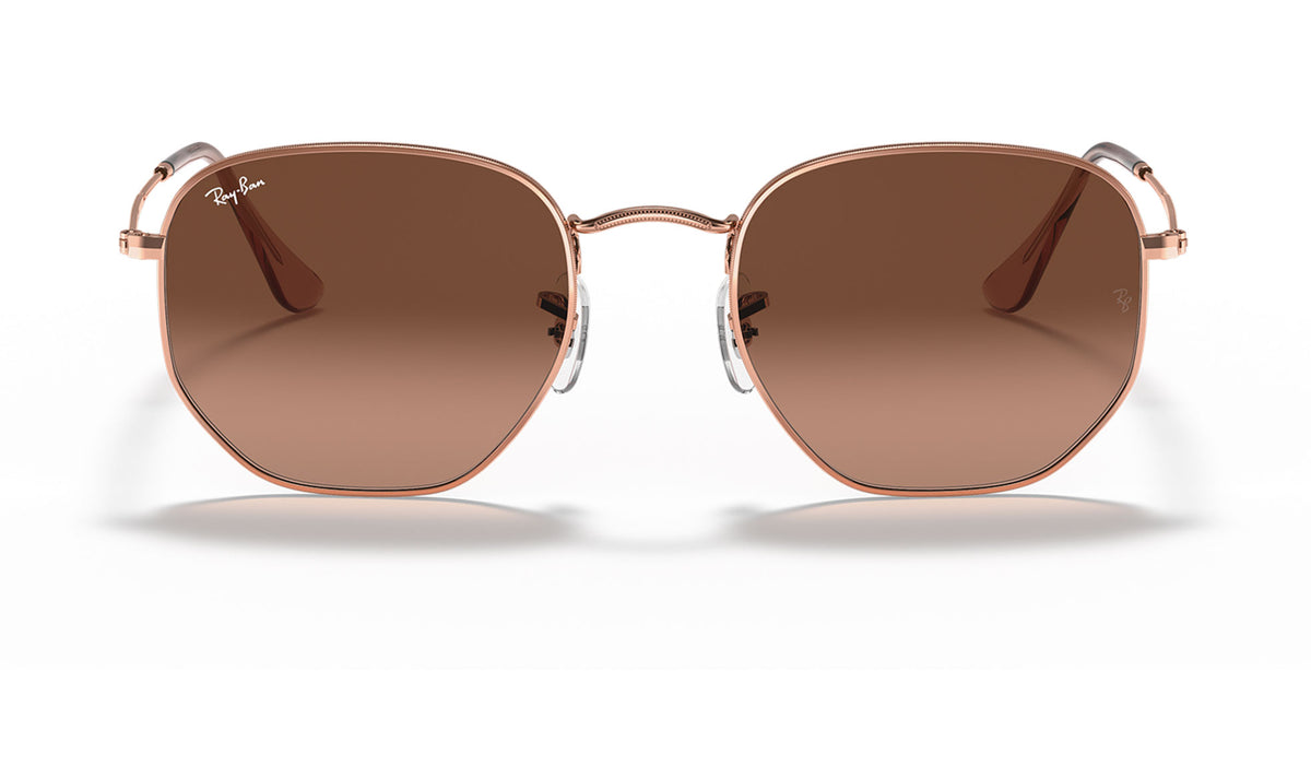 Ray-Ban RB3548N Hexagonal Flat Lens Sunglasses - Copper / Pink Brown Gradient