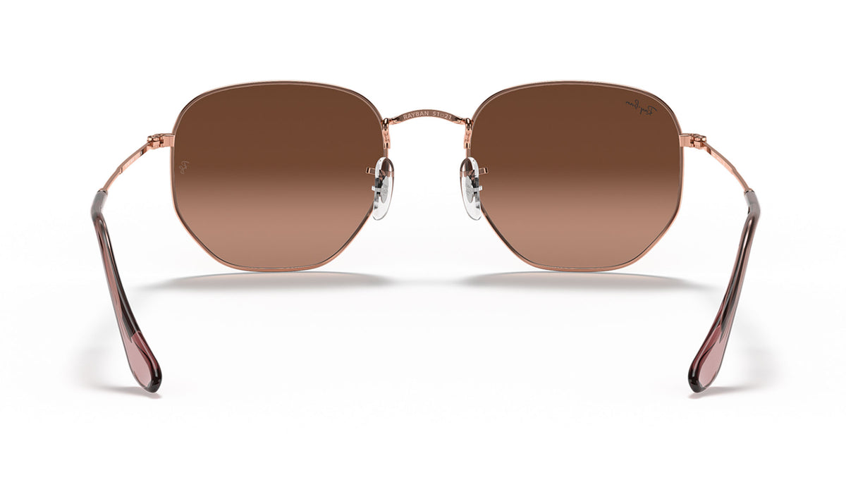 Ray-Ban RB3548N Hexagonal Flat Lens Sunglasses - Copper / Pink Brown Gradient