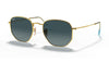 Ray-Ban RB3548N Hexagonal Flat Lens Sunglasses - Gold / Blue Grey Gradient