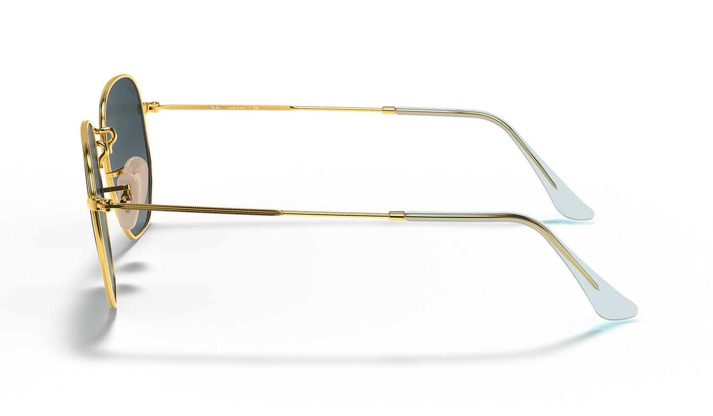 Ray-Ban RB3548N Hexagonal Flat Lens Sunglasses - Gold / Blue Grey Gradient