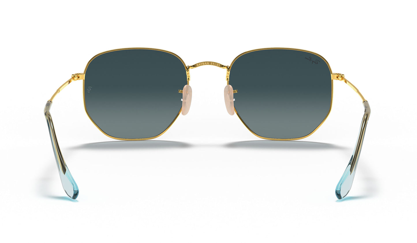 Ray-Ban RB3548N Hexagonal Flat Lens Sunglasses - Gold / Blue Grey Gradient