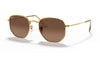 Ray-Ban RB3548N Hexagonal Flat Lens Sunglasses - Arista Gold / Brown Gradient