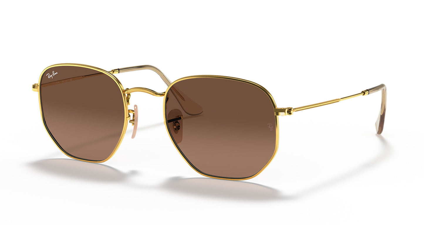 Ray-Ban RB3548N Hexagonal Flat Lens Sunglasses - Arista Gold / Brown Gradient
