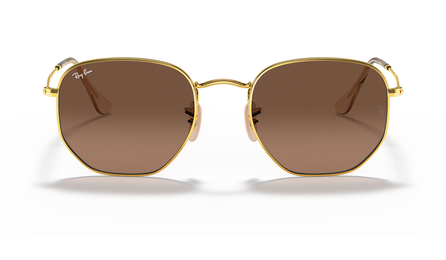 Ray-Ban RB3548N Hexagonal Flat Lens Sunglasses - Arista Gold / Brown Gradient