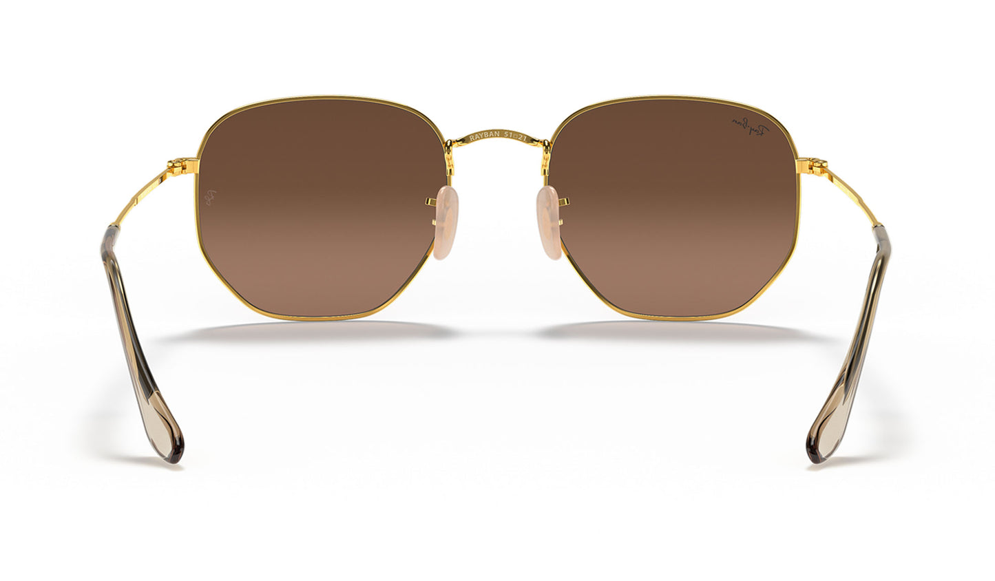 Ray-Ban RB3548N Hexagonal Flat Lens Sunglasses - Arista Gold / Brown Gradient