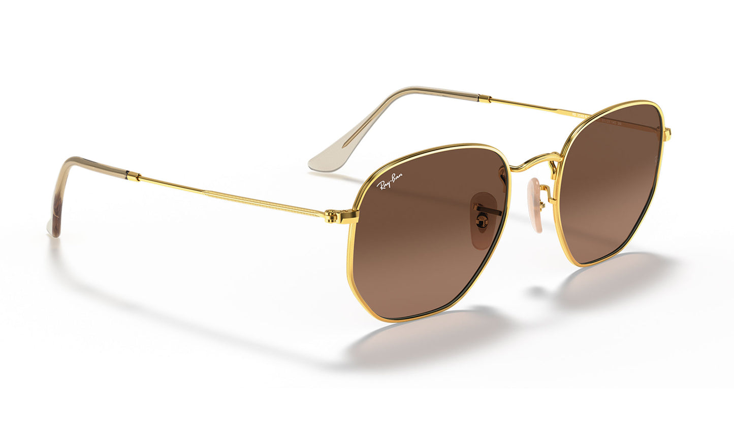 Ray-Ban RB3548N Hexagonal Flat Lens Sunglasses - Arista Gold / Brown Gradient