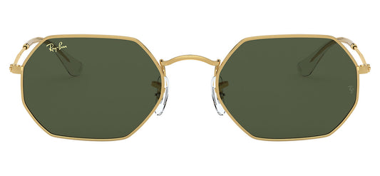 Ray-Ban RB3556N Octagonal Flat Lenses Sunglasses - Gold / Green