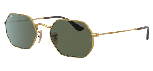 Ray-Ban RB3556N Octagonal Flat Lenses Sunglasses - Gold / Green
