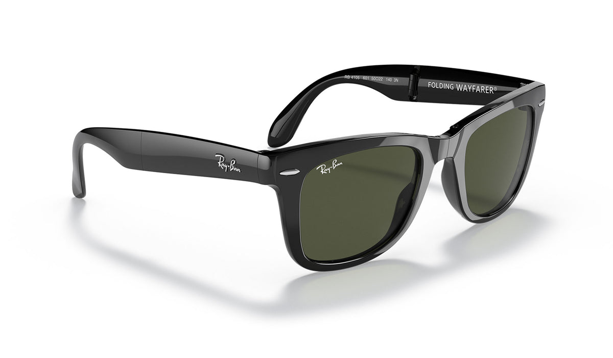 Ray-Ban RB4105 Wayfarer Folding Sunglasses - Black / Green