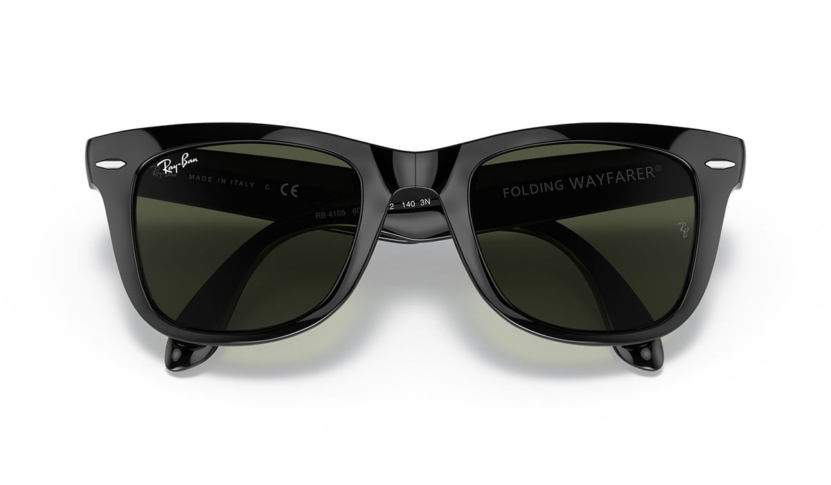Ray-Ban RB4105 Wayfarer Folding Sunglasses - Black / Green