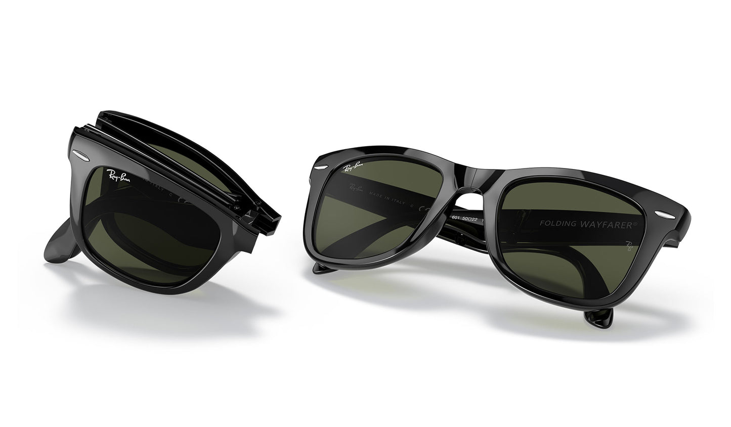Ray-Ban RB4105 Wayfarer Folding Sunglasses - Black / Green